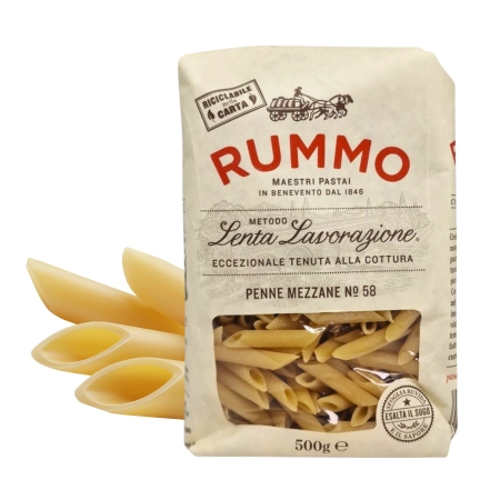 Rummo Penne Mezzane N.58 Makaron z Semoliny 500g - włoska pasta Lenta Lavorazione